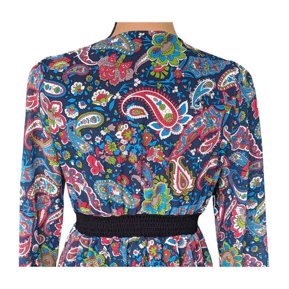 Flying Tomato Small Dirndl Dress Dark Floral Paisley Embroidered Whimsygoth - Picture 7 of 13